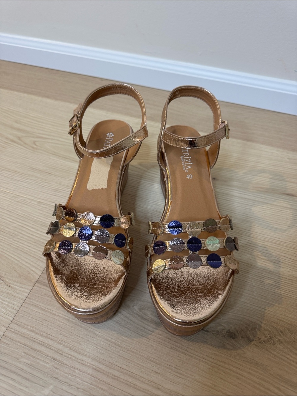 Patrizia Wedge Platform Sandal in Metallic Copper - Women Size 40 - New